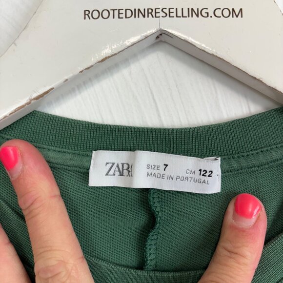 Zara Green T-Shirt Cropped Tee Short Sleeve Solid Casual Pullover Basic Top Sz 7 - Picture 3 of 5